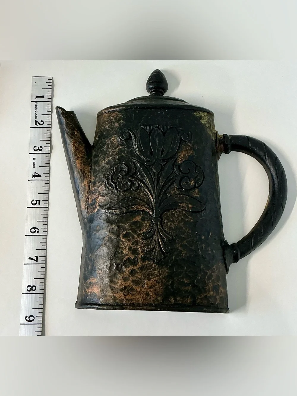 Decorative Floral Copper-Tone Teapot Set - Rustic Home Kitchen Accent